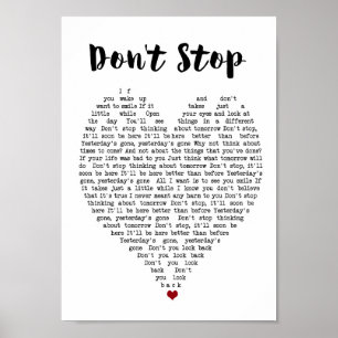 Stop niet met Wall Art Song Lyric Heart Print