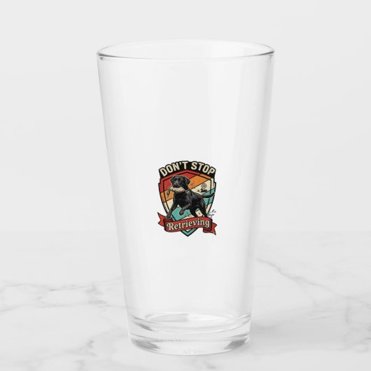 Stop Niet Ophaal Zwarte Labrador Hond Eend Retro Glas (Voorkant)