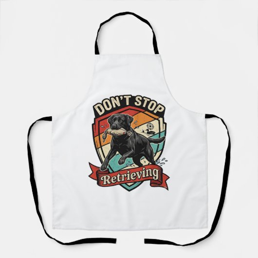 Stop Niet Ophaal Zwarte Labrador Hond Eend Retro Schort (Voorkant)