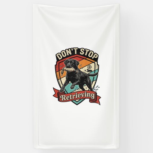 Stop Niet Ophaal Zwarte Labrador Hond Eend Retro Spandoek (Verticaal)
