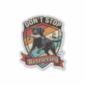 Stop Niet Ophaal Zwarte Labrador Hond Eend Retro Sticker (Voorkant)