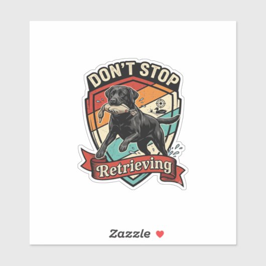 Stop Niet Ophaal Zwarte Labrador Hond Eend Retro Sticker (Vel)