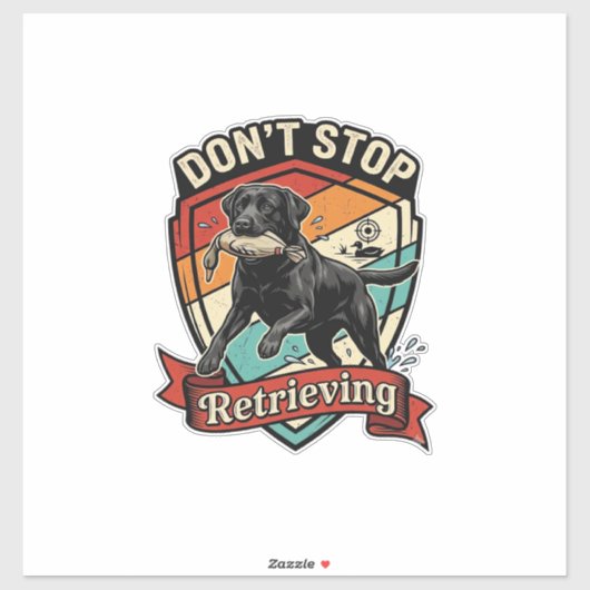 Stop Niet Ophaal Zwarte Labrador Hond Eend Retro Sticker (Vel)