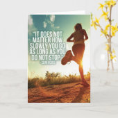 STOP NIET. Running Marathon Workout Motivatie Kaart (Gele Bloem)