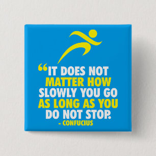 STOP NIET. Running Marathon Workout Motivatie Vierkante Button 5,1 Cm
