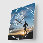 STOP NIET. Running Marathon Workout Motivatie Vierkante Klok (Hoek)