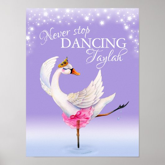 Stop nooit met dansen fantasie ballet zwaan kinder poster (Voorkant)