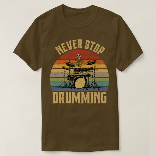 Stop nooit met de drumming Funny Skeleton Retro T-shirt (Design voorkant)