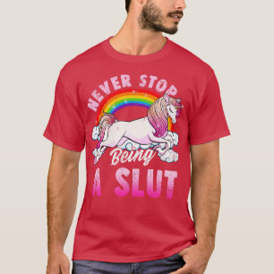 Stop nooit met een eenhoorn grappige volwassen hum t-shirt