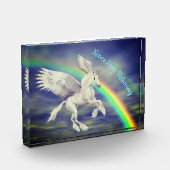 Stop nooit met het geloven van vliegende eenhoorn  fotoblokken (Links)