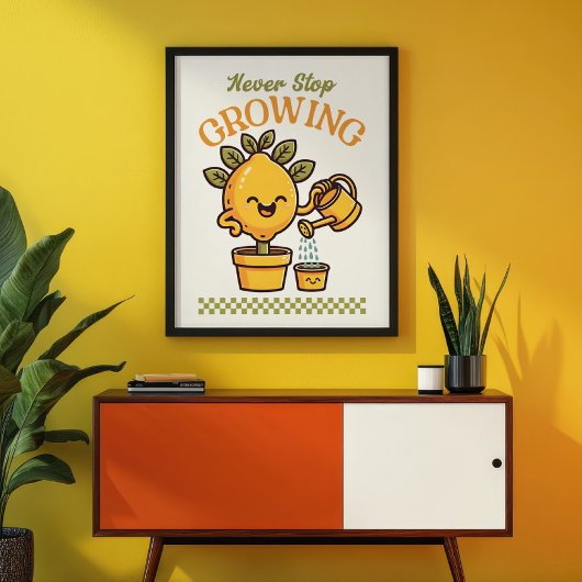 Stop nooit met het kweken van Lemon Tree Mascot Re Poster