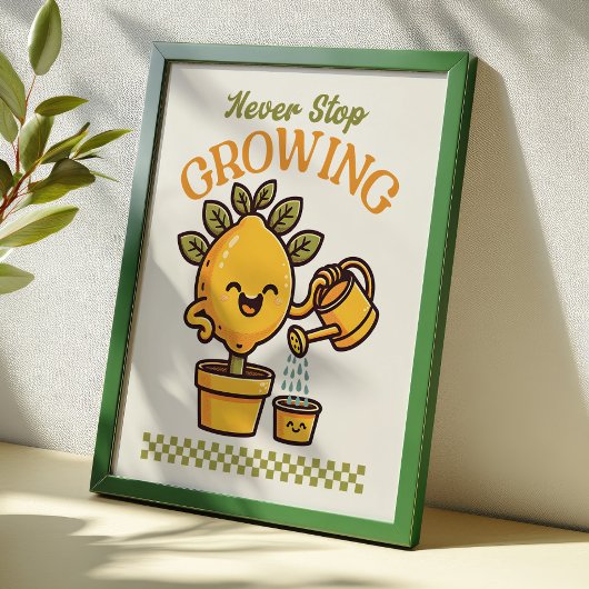 Stop nooit met het kweken van Lemon Tree Mascot Re Poster