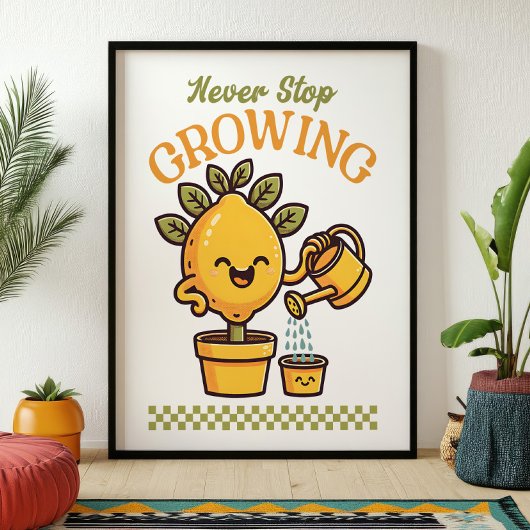 Stop nooit met het kweken van Lemon Tree Mascot Re Poster