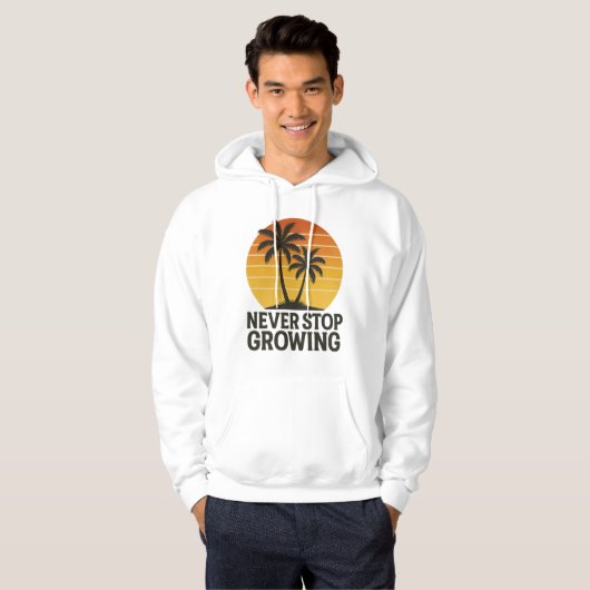 Stop nooit met het kweken van Retro Sunset Hoodie (Voorkant volledig)