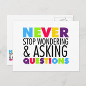 Stop nooit met het nadenken en het Vragen Briefkaart (Voorkant / Achterkant)