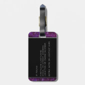Stop nooit met het verkennen van Paarse glitter Tr Bagagelabel (Achterkant verticaal)