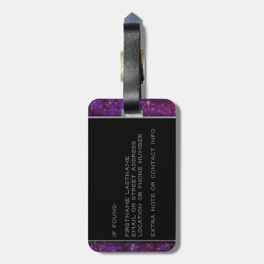 Stop nooit met het verkennen van Paarse glitter Tr Bagagelabel (Achterkant verticaal)