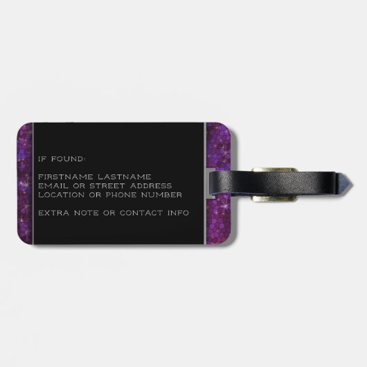 Stop nooit met het verkennen van Paarse glitter Tr Bagagelabel (Achterkant horizontaal)
