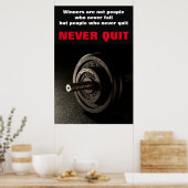 Stop nooit met Inspirerend fitness Dumbell Poster (Keuken)