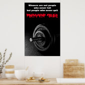 Stop nooit met Inspirerend fitness Dumbell Poster (Keuken)