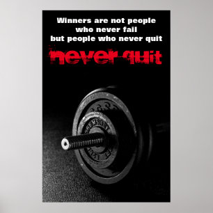 Stop nooit met Inspirerend fitness Dumbell Poster