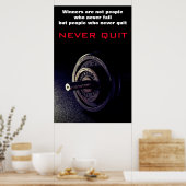 Stop nooit met Inspirerend fitness Dumbell Poster (Keuken)