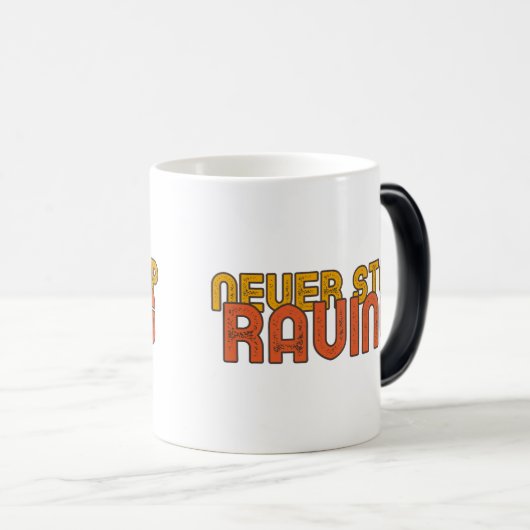 Stop nooit met razen in geel Sinaasappel Magische Mok (Voorkant rechts)