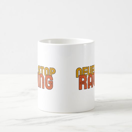 Stop nooit met razen in geel Sinaasappel Magische Mok (Center)