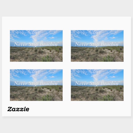 Stop nooit met Stickers aan het strand (Vel)