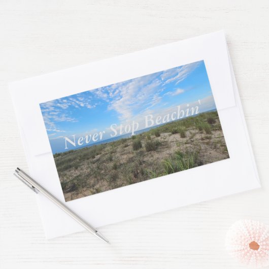 Stop nooit met Stickers aan het strand (Envelop)