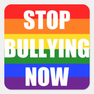 Stop nu met pesten - regenboog vierkante sticker