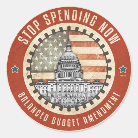 Stop nu met uitgeven ronde sticker (Voorkant)