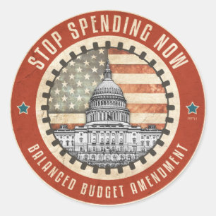 Stop nu met uitgeven ronde sticker