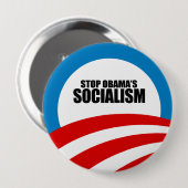 STOP OBAMA SOCIALISME RONDE BUTTON 4,0 CM (Voorkant /achterkant)