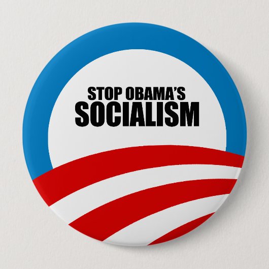 STOP OBAMA SOCIALISME RONDE BUTTON 4,0 CM (Voorkant)