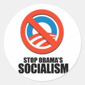 STOP OBAMA SOCIALISME RONDE STICKER (Voorkant)