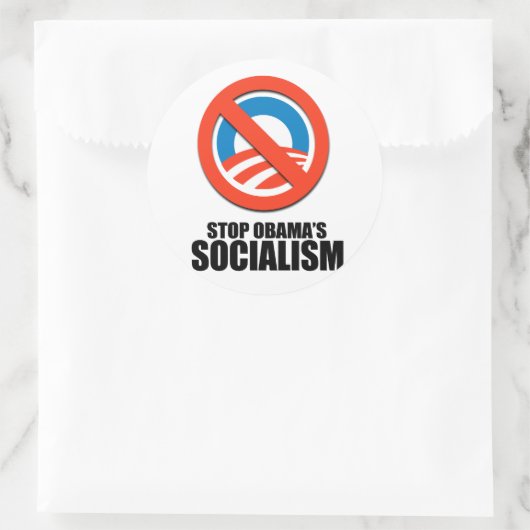 STOP OBAMA SOCIALISME RONDE STICKER (Tas)