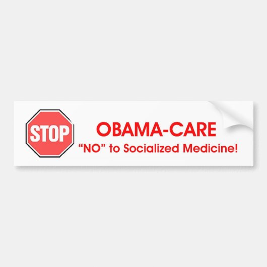 STOP Obama-zorg Bumpersticker (Voorkant)