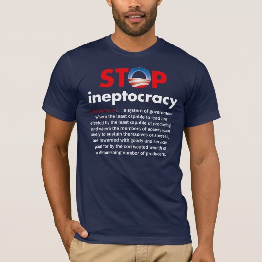 Stop Obama's neeftocratie T-shirt (Voorkant)