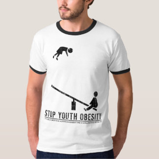 Stop obesitas bij jongeren ( zwart) t-shirt