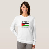 STOP ONS-ISRAËLISCHE GENOCIDE VAN PALESTIJNSE MENS T-SHIRT (Voorkant volledig)