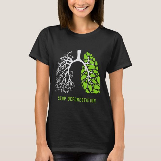 Stop ontbossing - De Longen Van De Natuur T-shirt (Voorkant)