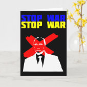 Stop Oorlog Anti Poetin Gezicht Oekraïense Vlag Kaart (Gele Bloem)