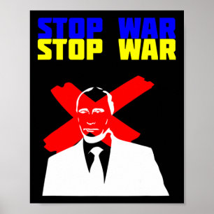 Stop Oorlog Anti Poetin Gezicht Oekraïense Vlag  Poster