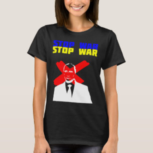 Stop Oorlog Anti Poetin Gezicht Oekraïense Vlag  T-shirt