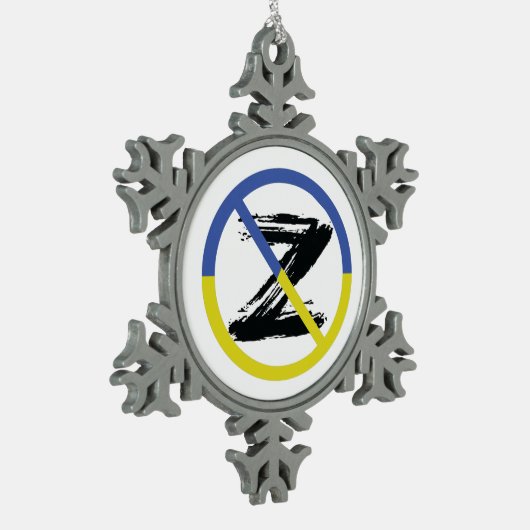 Stop oorlog in het Sierkussen Oekraïne Tin Sneeuwvlok Ornament (Links)