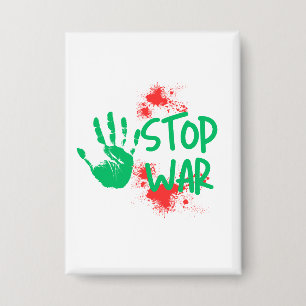 Stop Oorlog – Krachtige Handafdruk Anti-Oorlog Gra Button