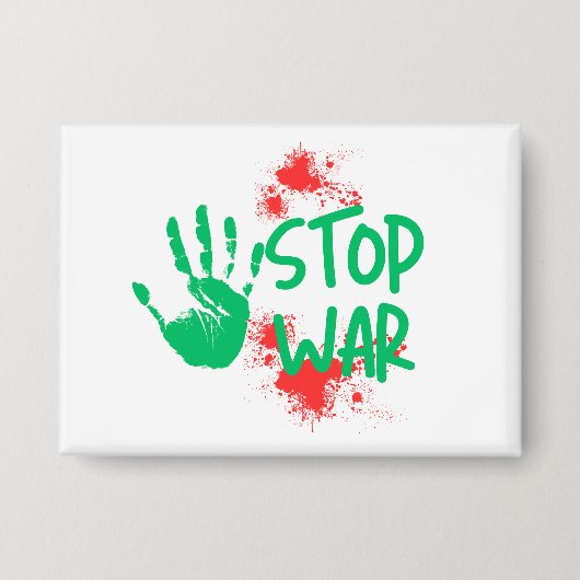Stop Oorlog – Krachtige Handafdruk Anti-Oorlog Gra Button (Voorkant)