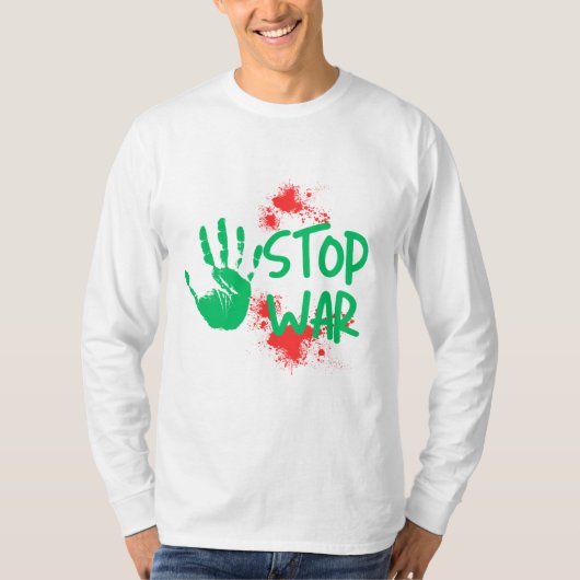 Stop Oorlog – Krachtige Handafdruk Anti-Oorlog Gra T-shirt (Voorkant)