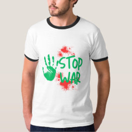 Stop Oorlog – Krachtige Handafdruk Anti-Oorlog Gra T-shirt